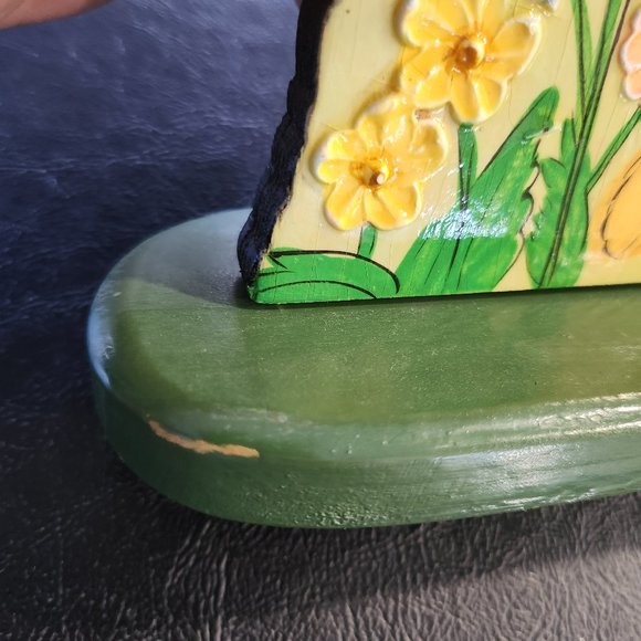 Easter Decoration Vintage 1980s Freestanding Wood Table Ornament Easter Bunny - Picture 8 of 10